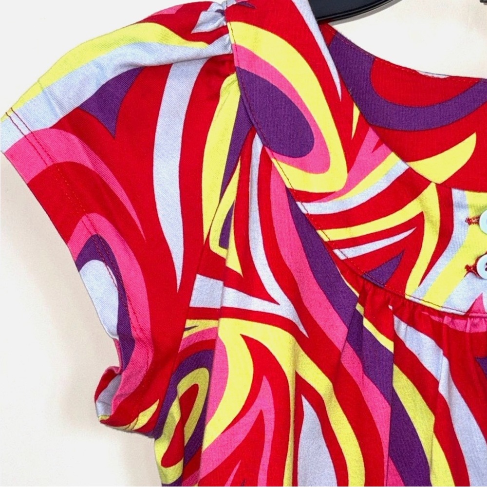 Hanna Andersson Girls Bright Retro Mod Swirl Cotton Dress Size 12 150 - Picture 5 of 12